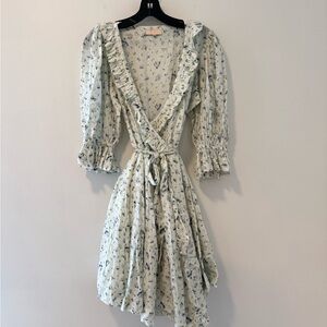 byTimo Floral Bohemian Blue Floral Wrap Dress Size: Small #Lux-B